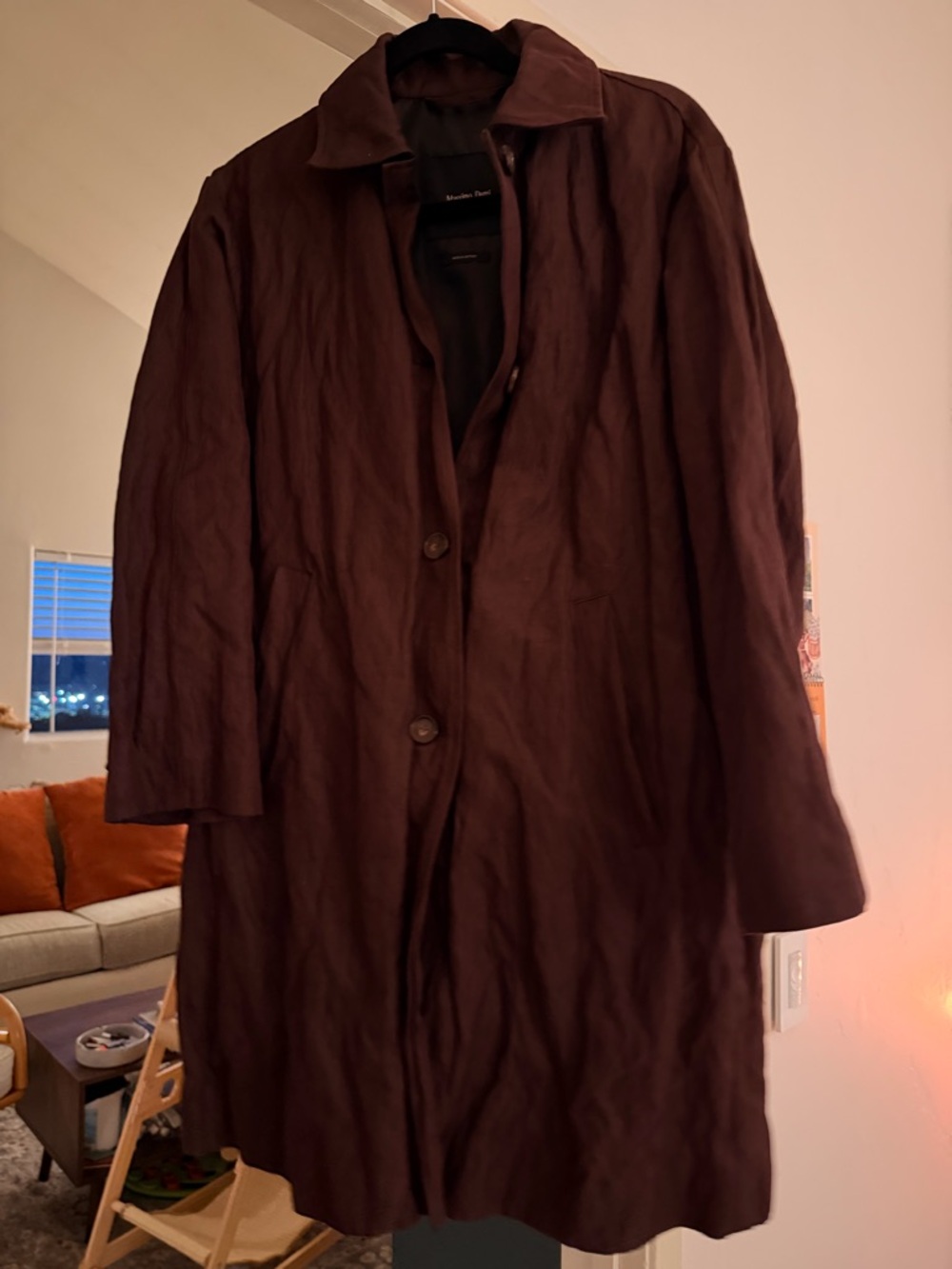 Massimo Dutti Dark Brown Men's Trench Coat - Picture 2 of 3